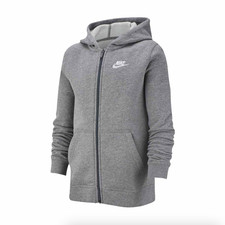 Nike Kids Full Zip Fleece Hoodie Size L Gray BV3699 091 Pockets Sweatshirt
