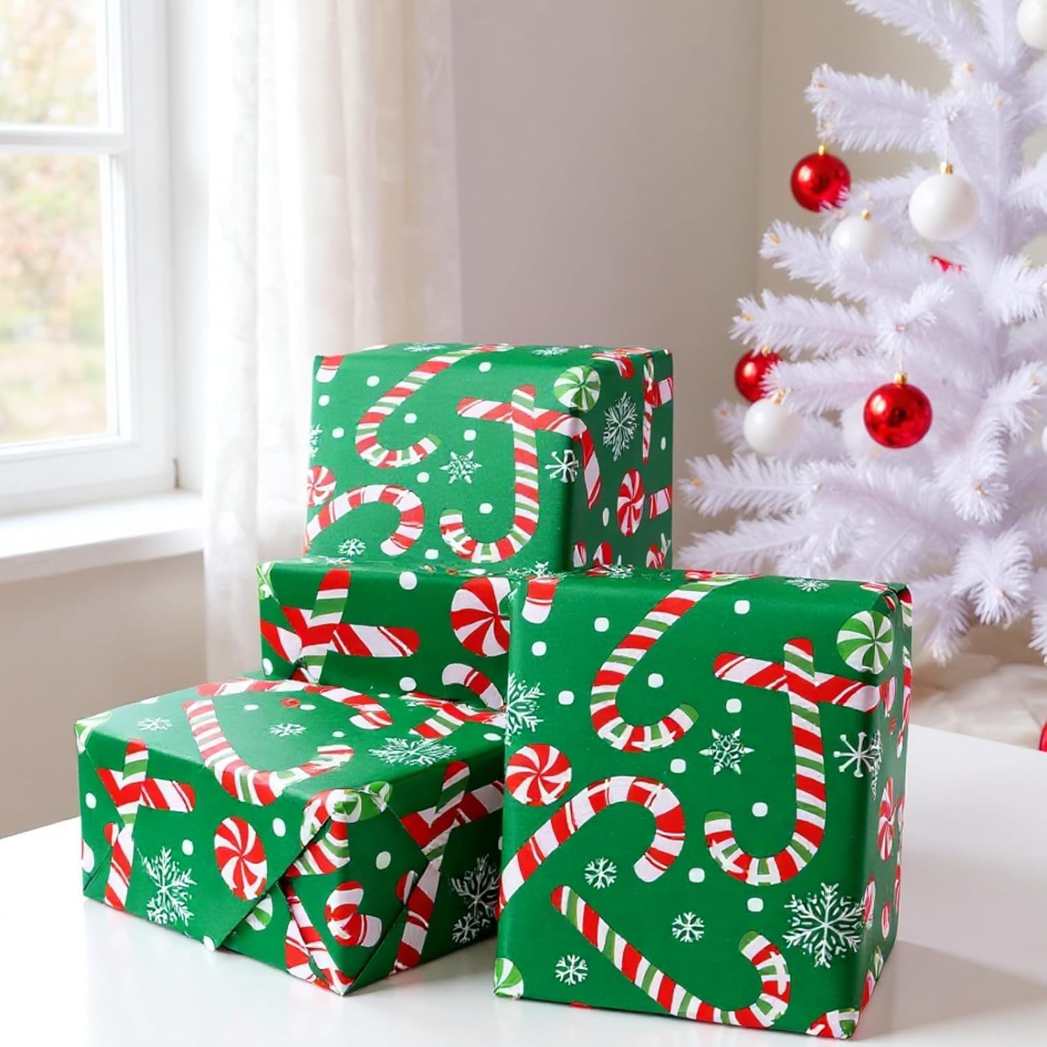 Miss DuiDui Christmas Green Wrapping Paper 17 inches by 32.8 feet, Green, A 