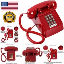 Retro Red Desk Telephone with Visible Ringing Indicator - Perfect for Homes