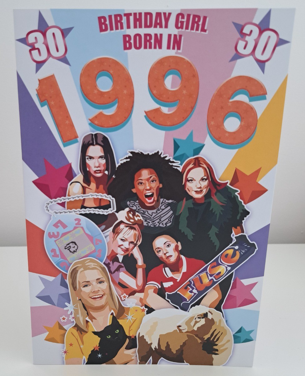 Female 30th Birthday Card Born In 1996. Facts About 1996. 23x15cm (9x6 Inches)