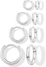 Small Gold Huggie Hoop Earrings Set for Women Men, Hypoallergenic 14K Gold Plate