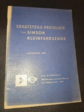 Simson Preisliste 1974 Werkstatt Vertragswerk...
