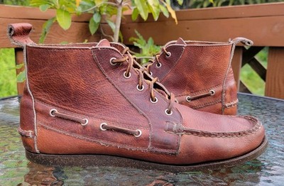 Allen Edmonds Boots 10 D Brown Leather Hagerstown Moc Toe Lace Up Chukka Shoes