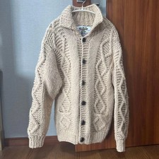 Kanata Cowichan Wool Cardigan Hand Knit Walnut Button Men's Size M from Japan