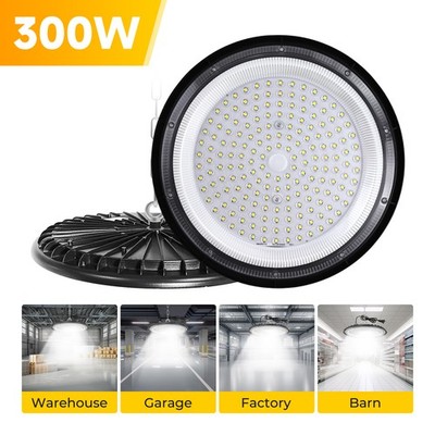 2 Pack 300W UFO Led High Bay Light Warehouse Factory Commercial Industrial Light