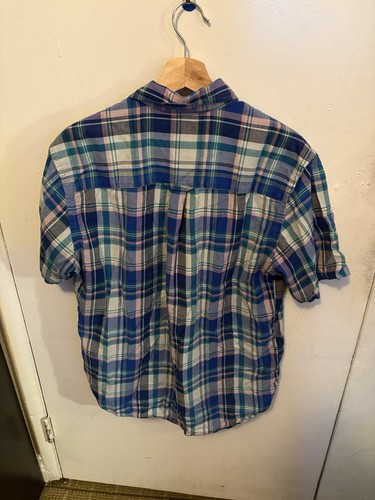 Pendleton Shirt Mens Medium Short Sleeve Seaside Button Up Casual Blue Plaid - Picture 3 of 3