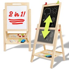 2-in-1 Double Sided Kid's Easel, Tabletop Art Easel for Toddlers 2-4, Toddler...