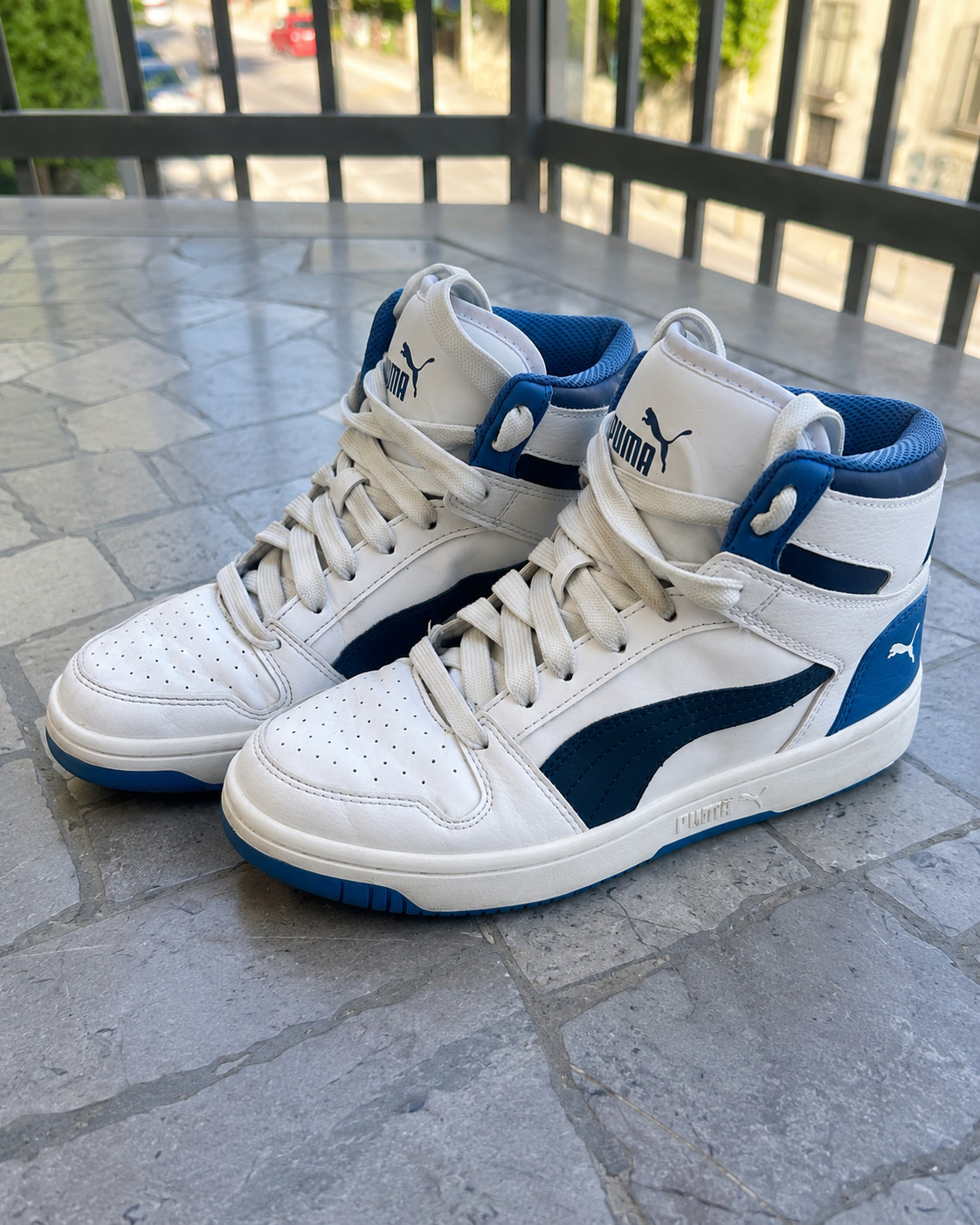 Puma Rebound V6 Mid Sneakers Bianche/Blu – Taglia 37