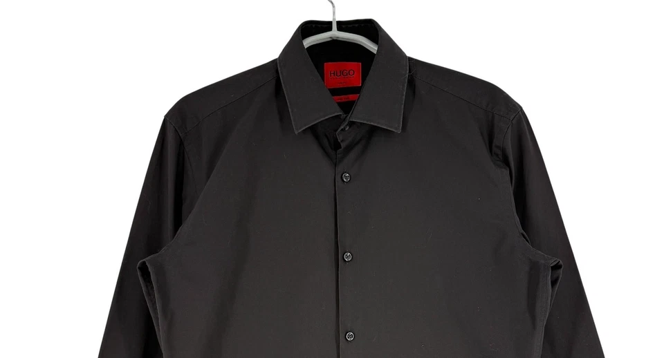 HUGO BOSS Uomo Casual C-Jenno Slim Fit Facile Ferro Camicia Formale Misura 37-S - Immagine 3 di 4