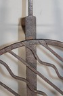RARE 18TH C WROUGHT IRON ROTATING GRIDIRON CURLED HEART HANDLE SNAKE & BAR TOP — photo 8