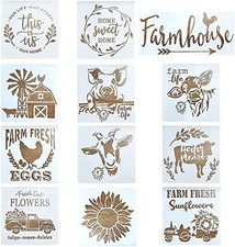 12 Pcs Farmhouse Sign Stencils - Large Reusable Stencils for Painting on Wood...