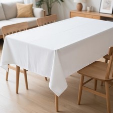 MRJ 60 x 102 Inch White Rectangle Polyester Table Cloth Machine Washable Wrin...