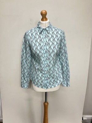 Boden Giraffe Shirt Bluse Damen Größe UK 8 türkis Animal ausgefallen schrullig selten