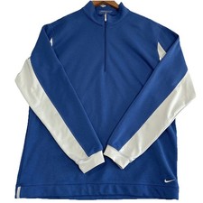 Nike Sweater Mens Large Blue Long Sleeve Pullover Golf 1/4 Zip Therma-Fit