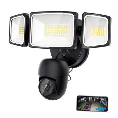  Floodlight Camera 360° View 2K HD Video Security Camera Outdoor, 5500LM Black