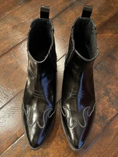 BRUNELLO CUCINELLI Women’s 41 Monili Bead Black Leather Chelsea Boot