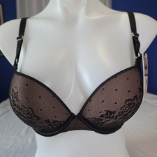 Secret Treasures Black Lace Push Up Bonded Back Smoothing Underwire Bra 36B NWT