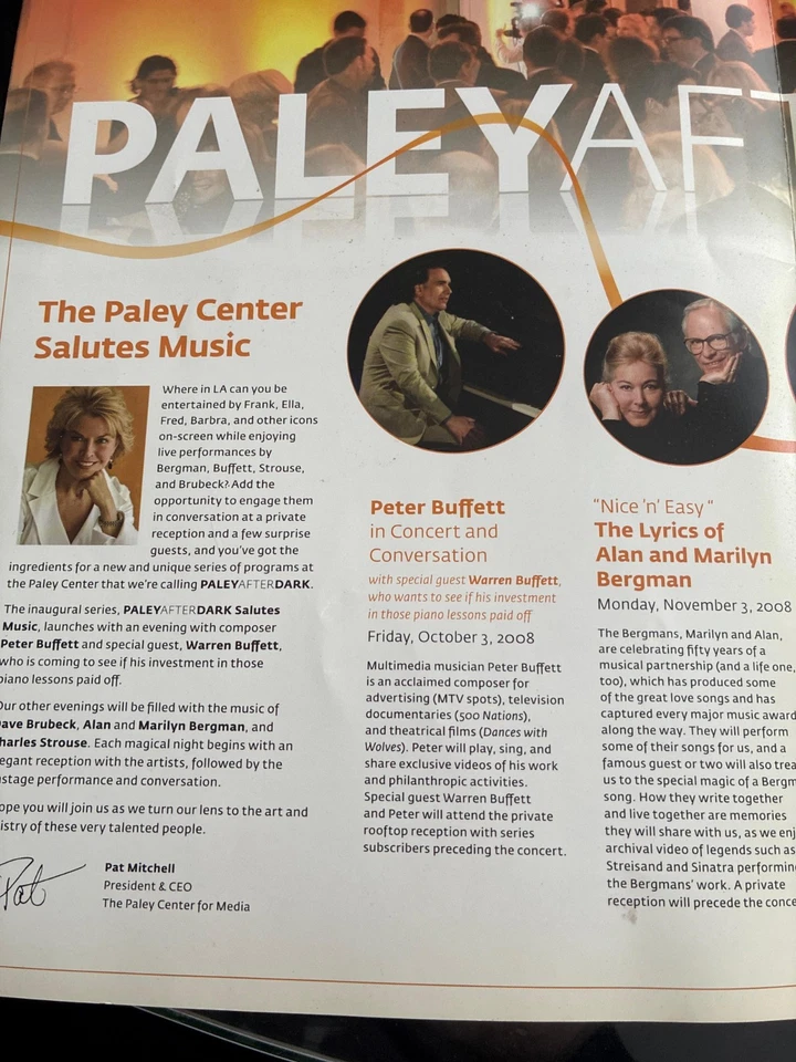 Programa Paley After Dark 2008-2009 firmado por Norman Lear, Dave Brubeck y Alan Foto 2 de 4