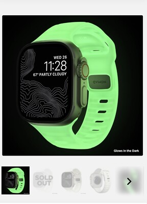 NOMAD Apple Watch Sport Strap Glow 1.0 White/ 45/49mm /SOLD OUT. Factory Sealed