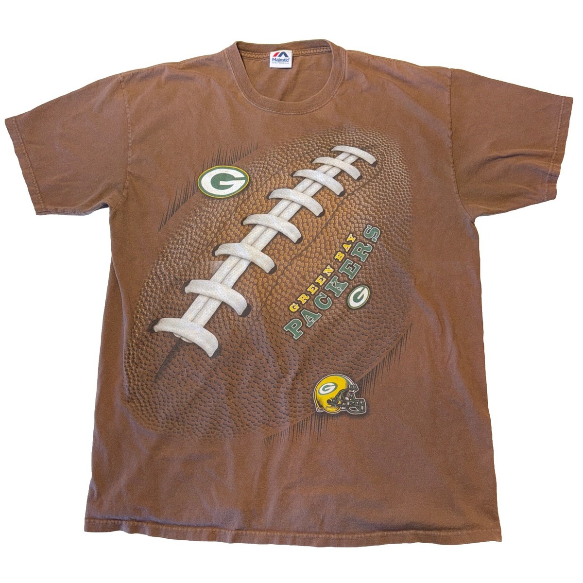 Vintage Green Bay Packers Brown Tshirt Size 2XL NFL Football