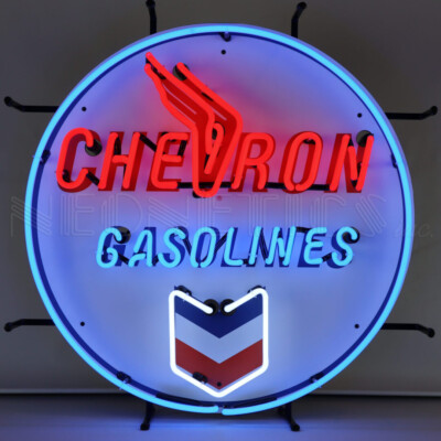 Chevron Neon sign Gasoline Gas Oil Airplane hanger pump Globe garage wall lamp