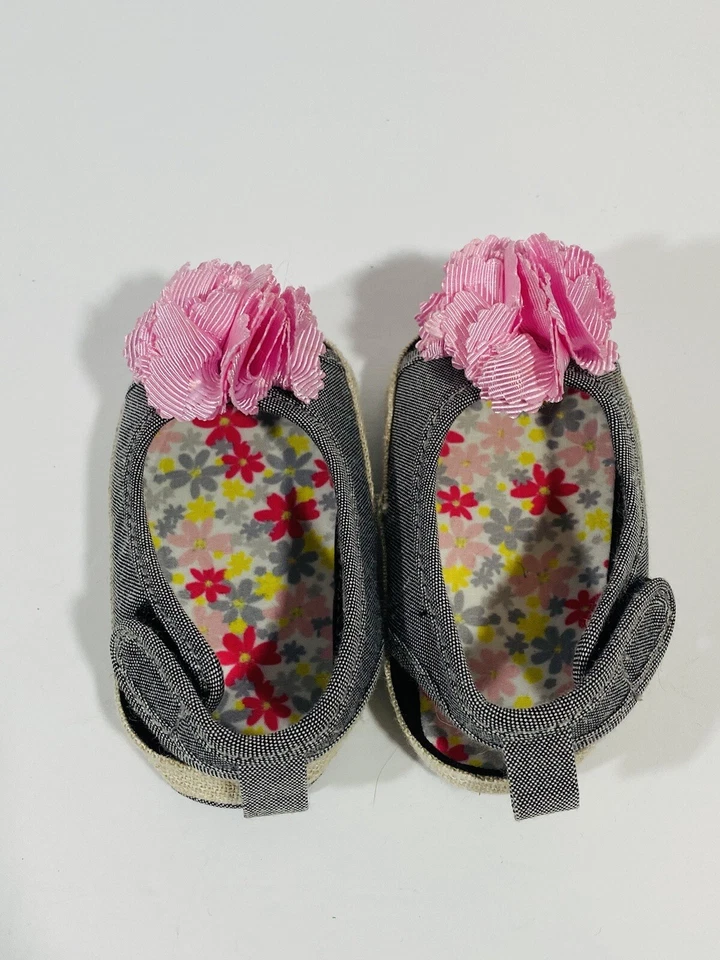 Baby Girl Shoes Size 6-9 Months Soft Gold Holiday Blue Sandals Bow Summer Infant - Image 4 of 4