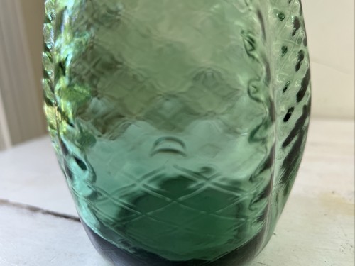 Florentine Original Empoli Optic Green Glass Triple Pinch Genie Bottle Italy - Picture 8 of 8