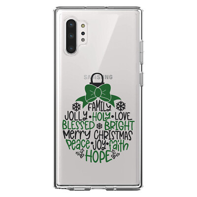 Clear Case for Galaxy Note Christmas Words Ornament Black Green