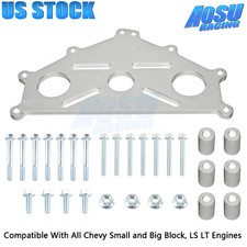 Engine Safe Stand Adapter Plate Compatible with Chevy Small/Big Block LS Silver