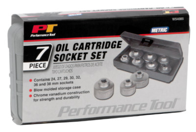 Performance Tool W54085 Oil Cartridge Socket Set- 24, 27, 29, 30, 32, 36 & 38 mm