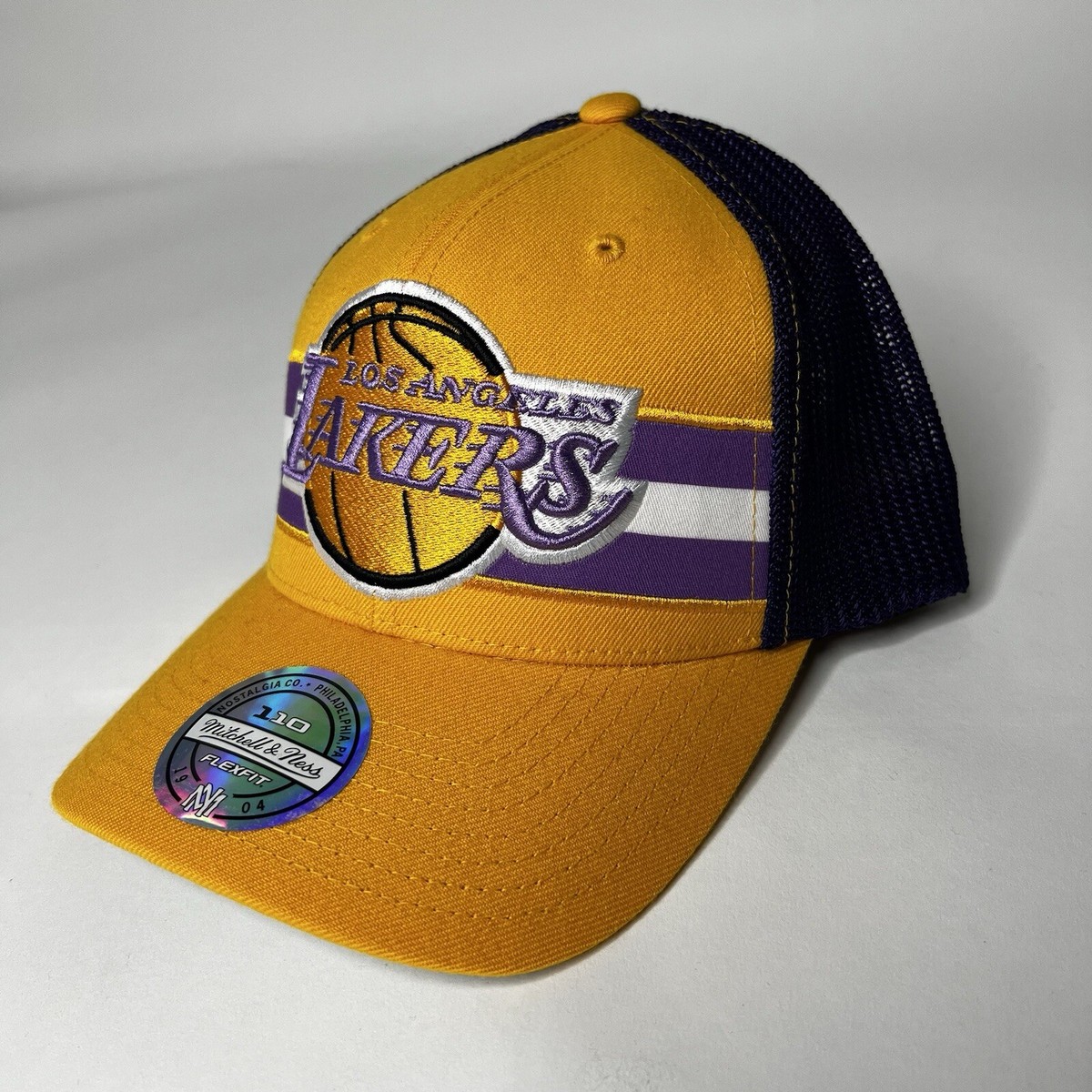 Mitchell Ness LA Lakers Purple Yellow 110 Mesh Trucker Flexfit