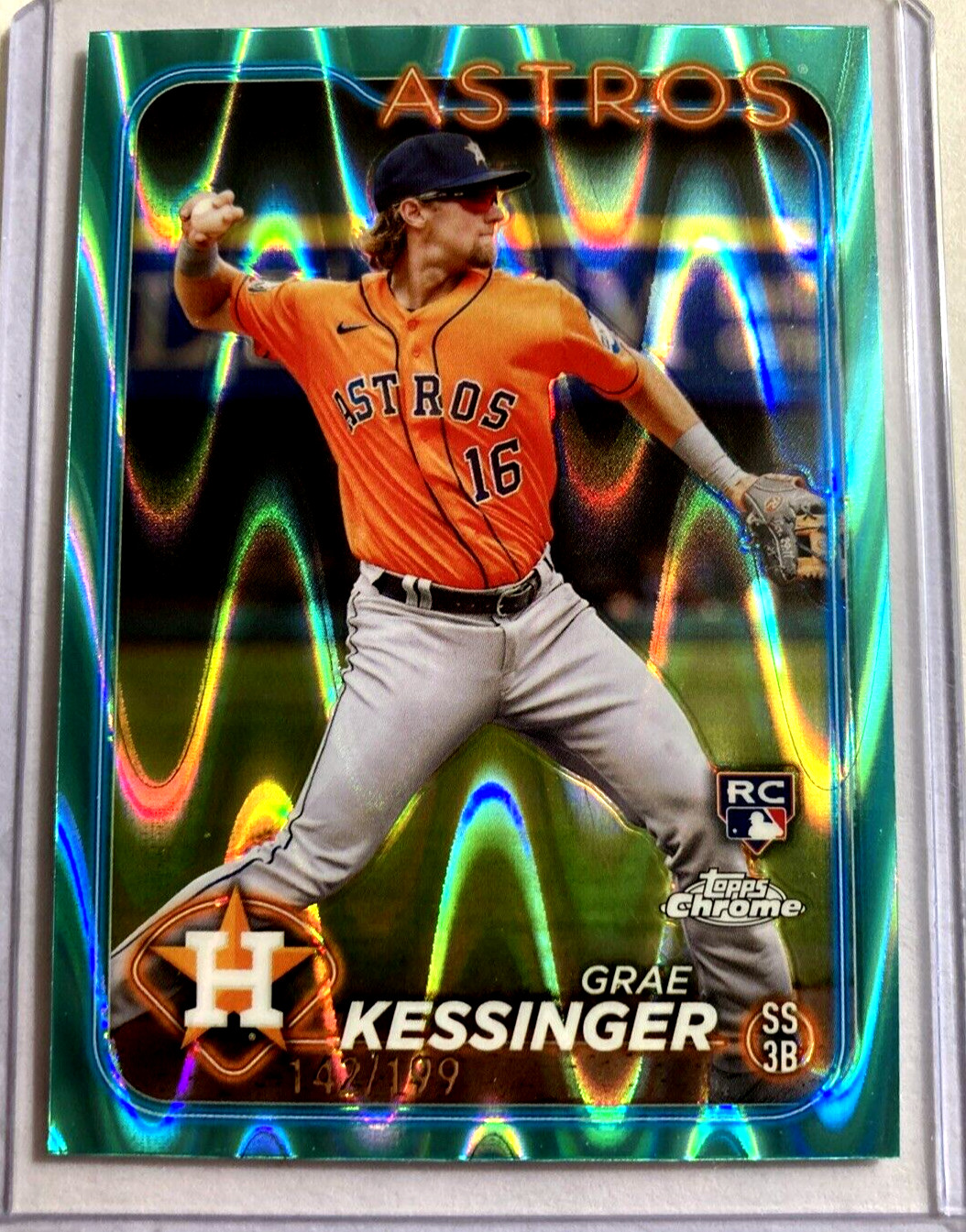2024 Topps Chrome #193- GRAE KESSINGER Aqua Lava Refractor RC SP #'d 142/199