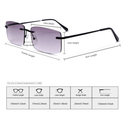 Vollvergrößerte getönte Sonnenleser randlose Lesebrille Federscharnier Sonnenbrille - Bild 2 von 24