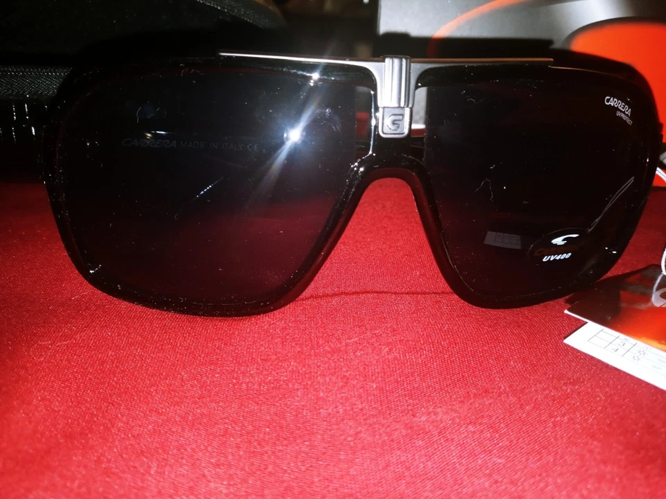 Carrera Men's 1014/S Shield Sunglasses Matte Black Grey  Aviator Pilot Tagged