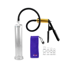 LeLuv ULTIMA Black Premium Hose Penis Pump 9 Inch with 4 Pack of Tension Rings