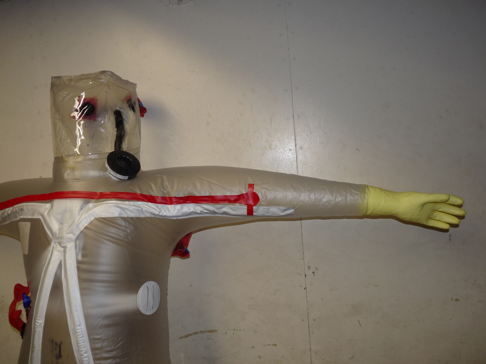 Inflatable supplied air PVC hazmat nuclear radiation protection suit  XL  NEW