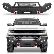For 2016-2018 Chevrolet Silverado 1500 Front Bumper W/ Winch Plate D-rings Light