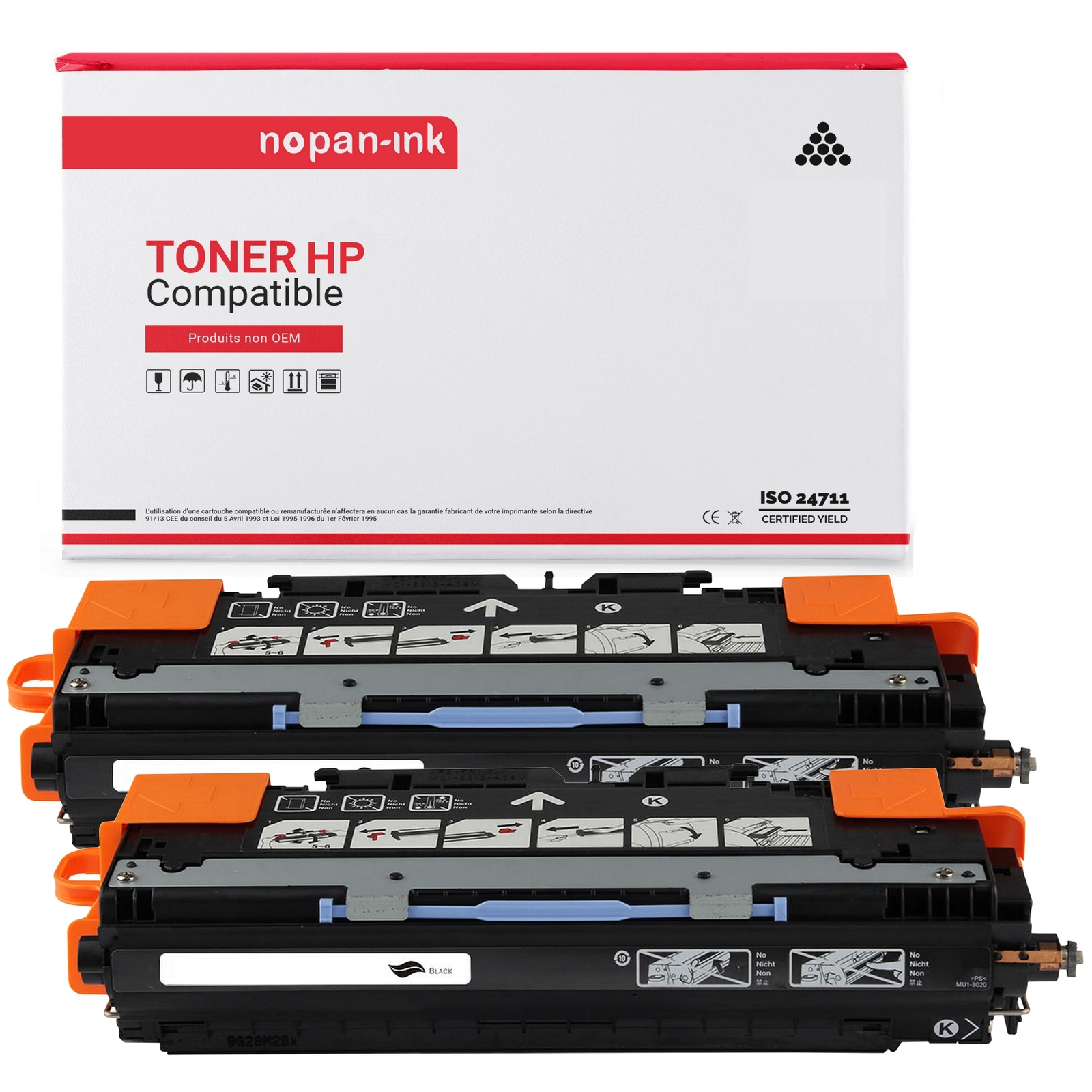 Toner noir Q2670A 308A compatible HP lot de 2 pour télétravail