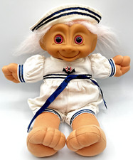 TREASURE TROLL NAVY SAILOR DOLL 12" Pink Hair Eyes Jewel 1991 Ace Novelty