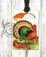Hang Tags RETRO HAPPY THANKSGIVING TURKEY TAGS or MAGNET #497