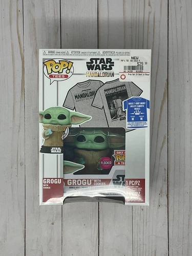 Funko POP! Tees Star Wars Flocked Grogu w/Cookies Size MEDIUM Mandalorian Sealed