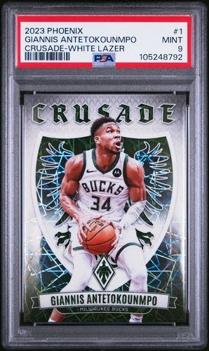 2023 PHOENIX GIANNIS ANTETOKOUNMPO CRUSADE-WHITE LAZER #001/150 #1 PSA 9 MINT