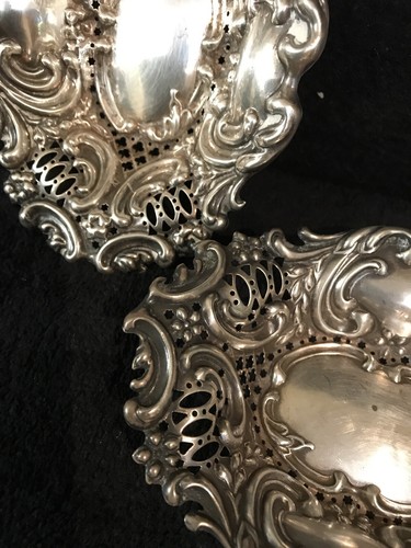 2 D&F Birmingham Antique ENGLISH VICTORIAN STERLING SILVER CANDY/NUT DISHES 1890 - Picture 9 of 11