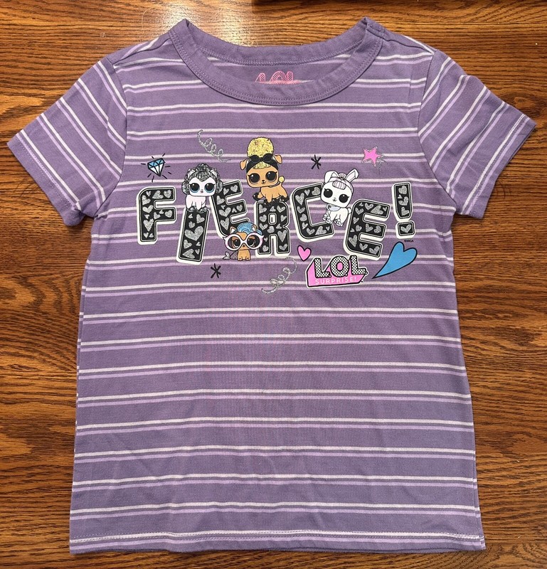 LOL Youth Girls purple Graphic Short Sleeve Shirt size Medium 7/8 Fierce Summer