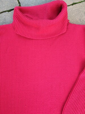 Grobstrick Rollkragen Pullover rot red Patentstrick casual lässig