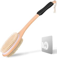 Long Handle Ergonomically Back Scrubber/Brush for Shower, Double Sided Black