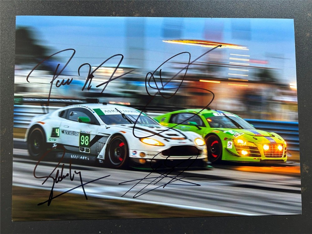 Signed 12x8 Aston Martin Vantage GT3 Sebring 2016 Lana Lamy Lauda Stanaway Racing Photo