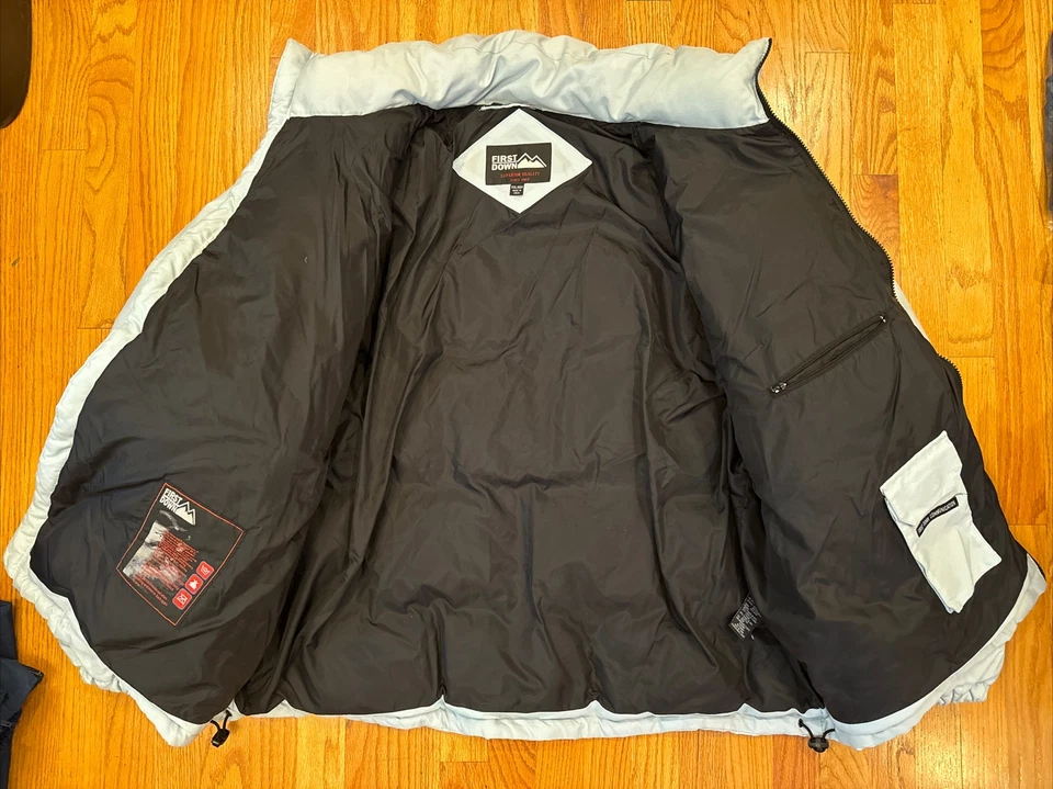 Chaqueta de Invierno First Down Azul Claro/Negro Puffer Duck Plumón Hombres Talla 2XL Foto 4 de 4