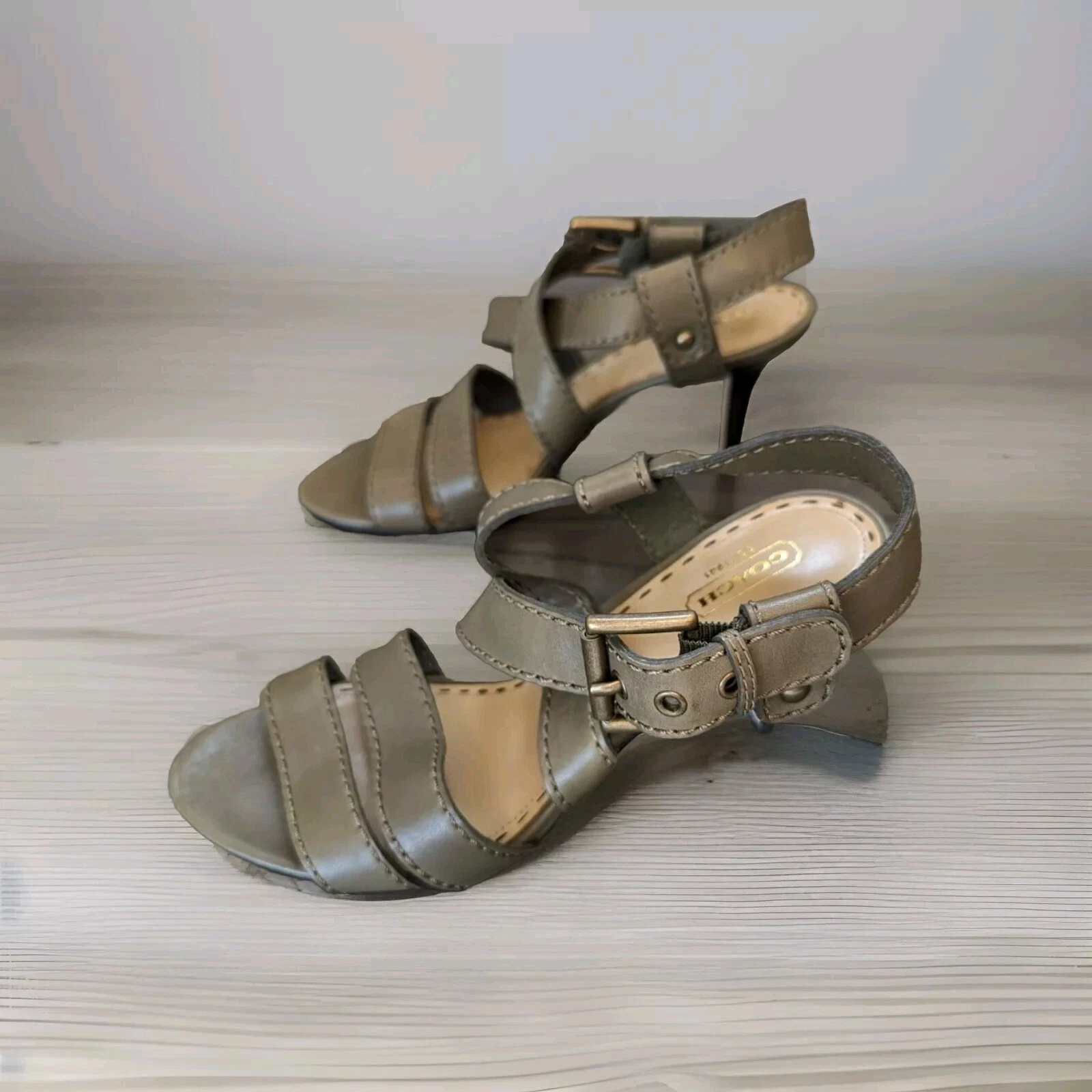 Scarpe con tacco Coach Rapture punta aperta slingback misura 8 5