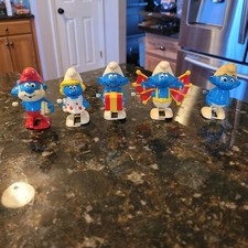 1982 Galoob SMURFS Figures Walking Wind Up Walker Lot 5 Vintage Smurfette Jokey